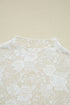 Sheer Floral Lace Mesh Mock Neck Elegant Long Sleeve Fitted Top